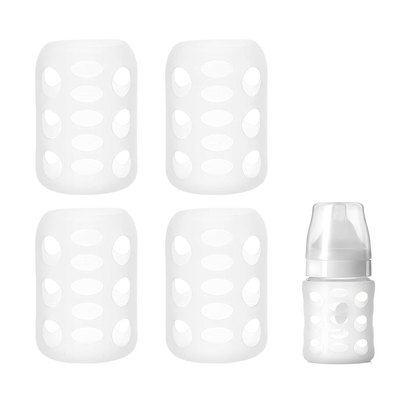 UWSTE 4Pack Silicone Sleeve Compatible with Evenflo 6oz/Glulicola 5oz/Matyz 6oz Glass Bottle, Scald Sleeve Heat Protective Case for Feeding Bottles Soft Non - Design Stylish (Transparent) - Image 1